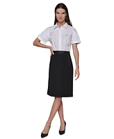 Karl Lagerfeld Paris Women's Compression Pull-On Pencil Skirt