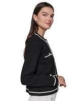 Karl Lagerfeld Paris Women's Four-Pocket Crewneck Cardigan