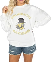 Gameday Couture Women's White Appalachian State Mountaineers Good Vibes Premium Fleece Drop Shoulder Pullover Sweatshirt