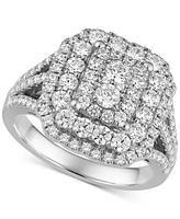 Diamond Cluster Engagement Ring (1-3/4 ct. t.w) in 14k White Gold