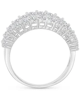 Cubic Zirconia Round & Baguette Graduated Band Sterling Silver