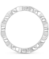 Cubic Zirconia Oval Scallop Edge Eternity Band Sterling Silver