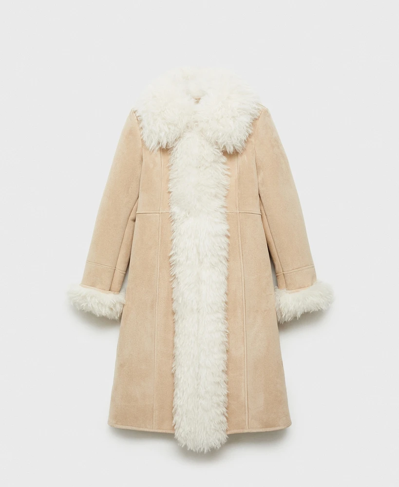 Mango Women's Shearling-Lined Coat