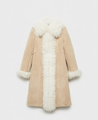 Mango Women's Shearling-Lined Coat