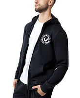 True Religion Men's Raw Edge Zip-Front Graphic Hoodie