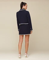 Avec Les Filles Women's A-Line Contrast-Trim Mini Skirt