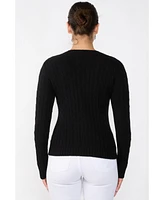 Jennie Liu Women's 100% Cashmere Crewneck Sweater | Chuncky Cable-knit Sweaters