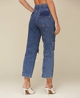Avec Les Filles Women's High-Rise Straight-Leg Cargo Jeans