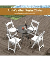 Gouun 4 Pack Resin Folding Chairs with Padded Seat