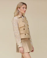 Avec Les Filles Women's Cropped Combo Trench Jacket