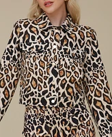 Avec Les Filles Women's Cotton Cropped Printed Jacket