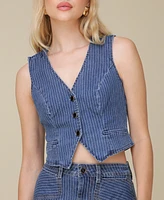 Avec Les Filles Women's Tailored Fitted Button-Front Vest