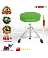 5 Core Drum Throne Padded Adjustable Guitar Stool Drummer Seat for Adults & Kids - Green