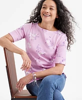 Style & Co Women's Printed Elbow-Sleeve Knit Top, Exclusively at Macy's