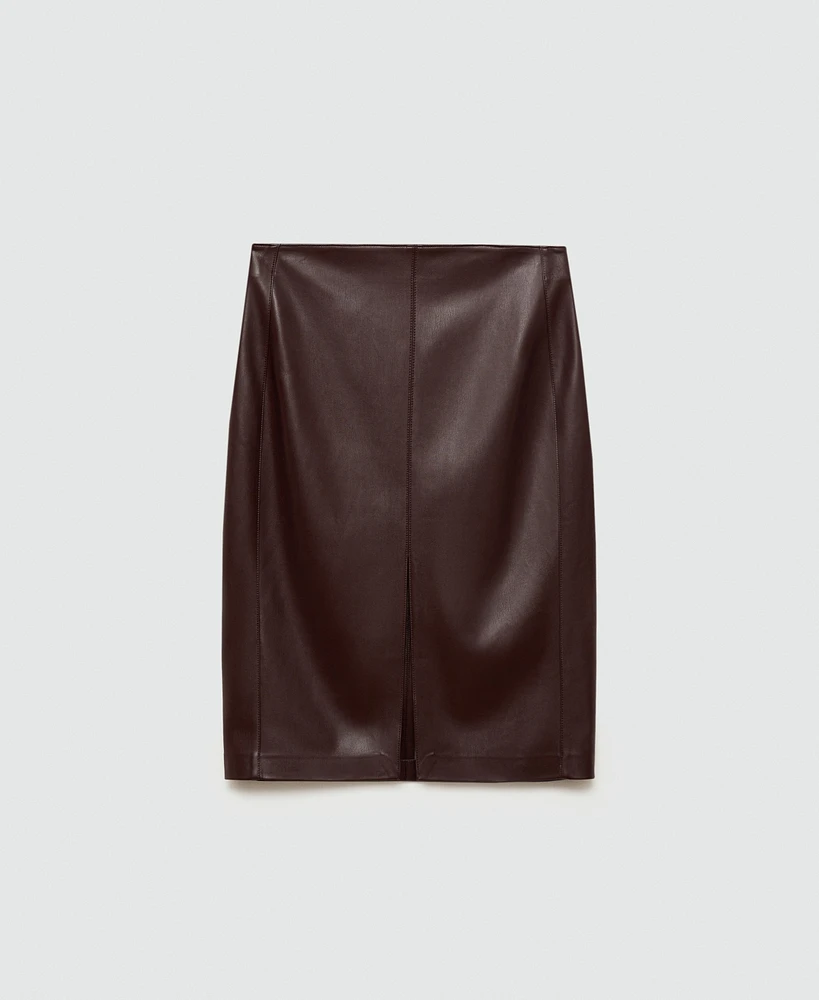 Mango Women's Leather-Effect Pencil Skirt