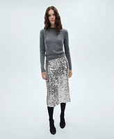 Mango Women's Sequin Midi Skirt