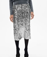 Mango Women's Sequin Midi Skirt