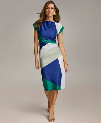 Donna Karan New York Women's Colorblocked Boat-Neck Dress