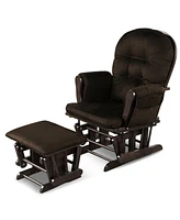 Gymax Glider and Ottoman Cushion Set Wood Baby Nursery Rocking Chair