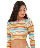 Roxy Juniors' Cropped Striped Rashguard Top