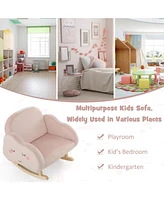 Gouun Upholstered Toddler Rocker with Solid Wood Legs and Non-slip Foot Pads