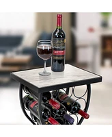 Sorbus Wine Rack Table - Stylish Storage for 11 Bottles with Faux Marble Top & Conversation-Starting Design (Marble White)