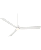 60" Sailplane Modern Industrial Indoor Outdoor Ceiling Fan 3 Blade Led Light Remote Control Matte White Finish Blades Bedroom Patio Living Room Kitche