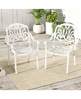 Gouun 2 Pieces Patio Cast Aluminum Dining Chairs with Armrests