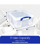 Really Useful Box 17L Storage Container with Lid and Clip Lock Handles, (2 Pack)