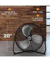 Hurricane Pro 20 Inch 3 Speed High Velocity Metal Floor Fan, Black (2 Pack)