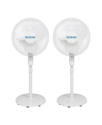 Hurricane Supreme 16 Inch 3 Speed Oscillating Stand Pedestal Fan, 2-Pack, White