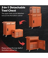 2 1 Tool Chest & Cabinet with Sliding Drawers Rolling Garage Organizer