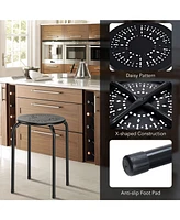 Gouun Set of 6 Stackable Multifunctional Daisy Design Backless Round Metal Stool Set