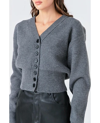 Grey Lab Women's V-neck Detailed Cardigan