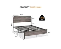 gaomon Full Bed Frame with Wooden Look Headboard and Footboard, Metal Bed Frame with Under Bed Storage, Strong Steel Slats Support