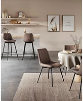 Slickblue Bar Stools Counter Height with Back, Ergonomic Backrest, Synthetic Leather and Metal Legs (Set of 2)