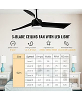 Gouun 52 Inch Reversible Ceiling Fan with