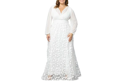 Kiyonna Plus Enchanted Garden Long Sleeve Wedding Gown