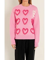 English Factory Women's Pom Heart Sweater