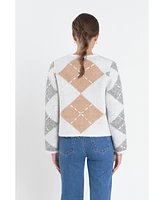 English Factory Women's Argyle Cardigan