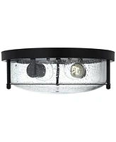 Franklin Iron Works Midnight 13" Wide Black and Glass 2-Light Ceiling Light