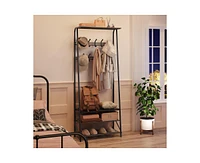 gaomon Coat Rack Shoe Bench with 10 Hooks, Hall Trees Entryway Bench with Storage, Multifunctional Hallway Organizer