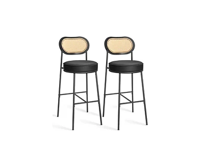 Slickblue Bar Height Stool with Pe Rattan Back Set of 2