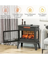 Homcom 24" Freesding Electric Fireplace Stove w/ Realistic Flame