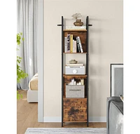 Slickblue 5-Tier Bookshelf with Drawer, Industrial Bookcase with Steel Frame for Living Room & Home Office