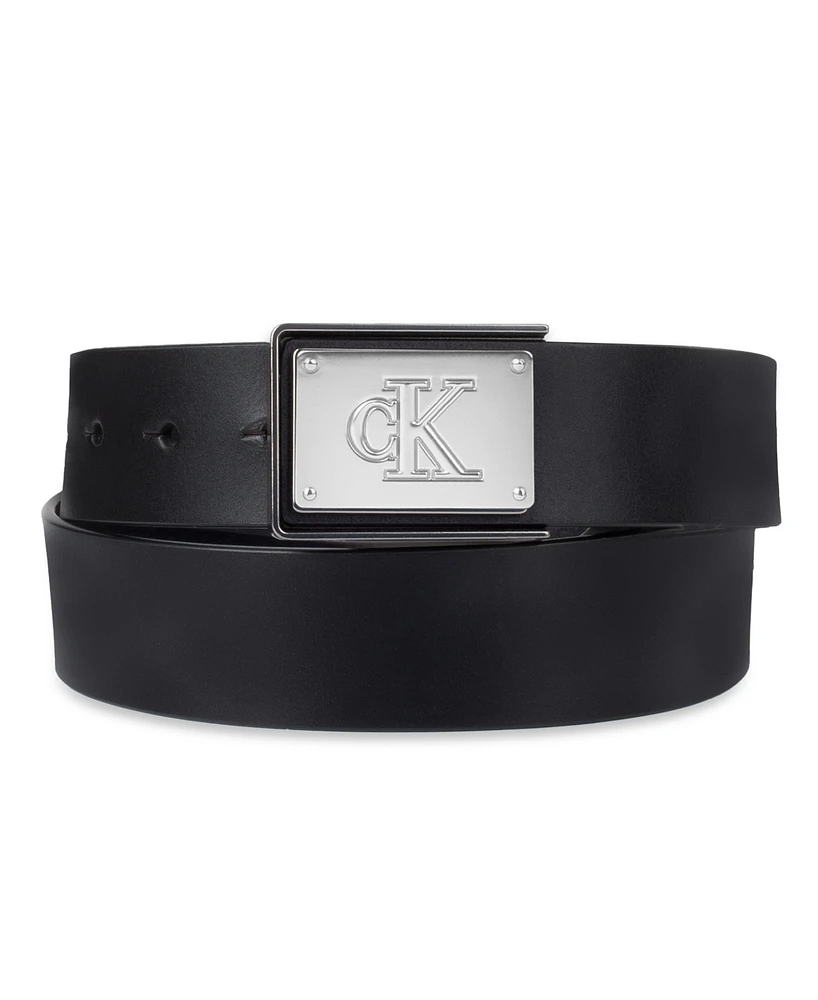 Calvin Klein Men's Ck Plate Plaque Belt