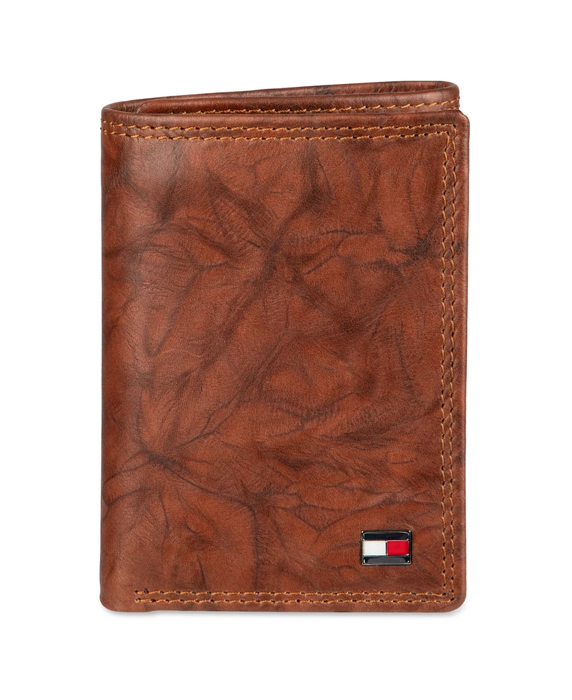 Tommy Hilfiger Men's Rfid Huck Leather Trifold Wallet