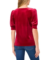 Cece Women's Crew Neck Short Sleeve Velvet Top