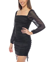 Jump Juniors' Glitter Ruched Mesh Mini Bodycon Dress