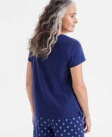 Charter Club Women's Solid V-Neck Short-Sleeve Sleepwear Top, Created for Macy's